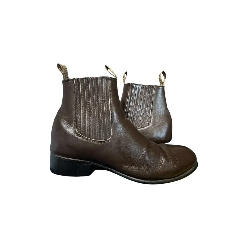 Frayeri Western Chelsea Ankle Stretch Boot Brown Leather Botina Mexico Sz 7 Mens
